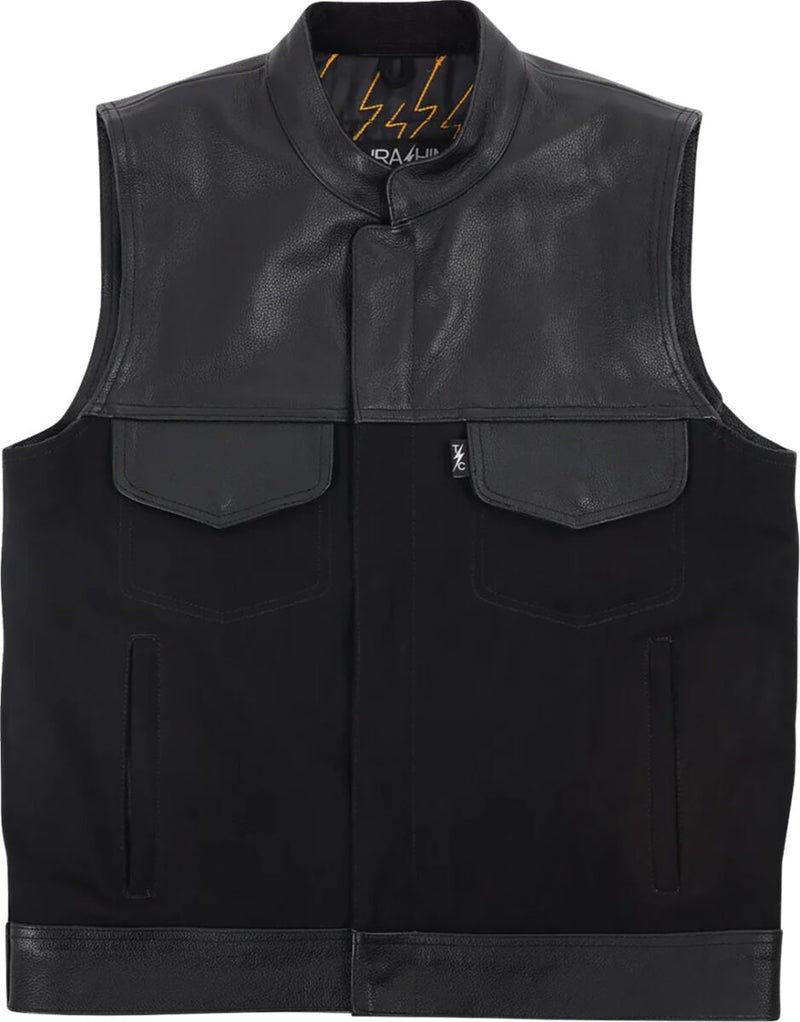 Thrashin Supply Co. Kanan Leather/Denim Riding Vest Black XL #TMJ-13-11