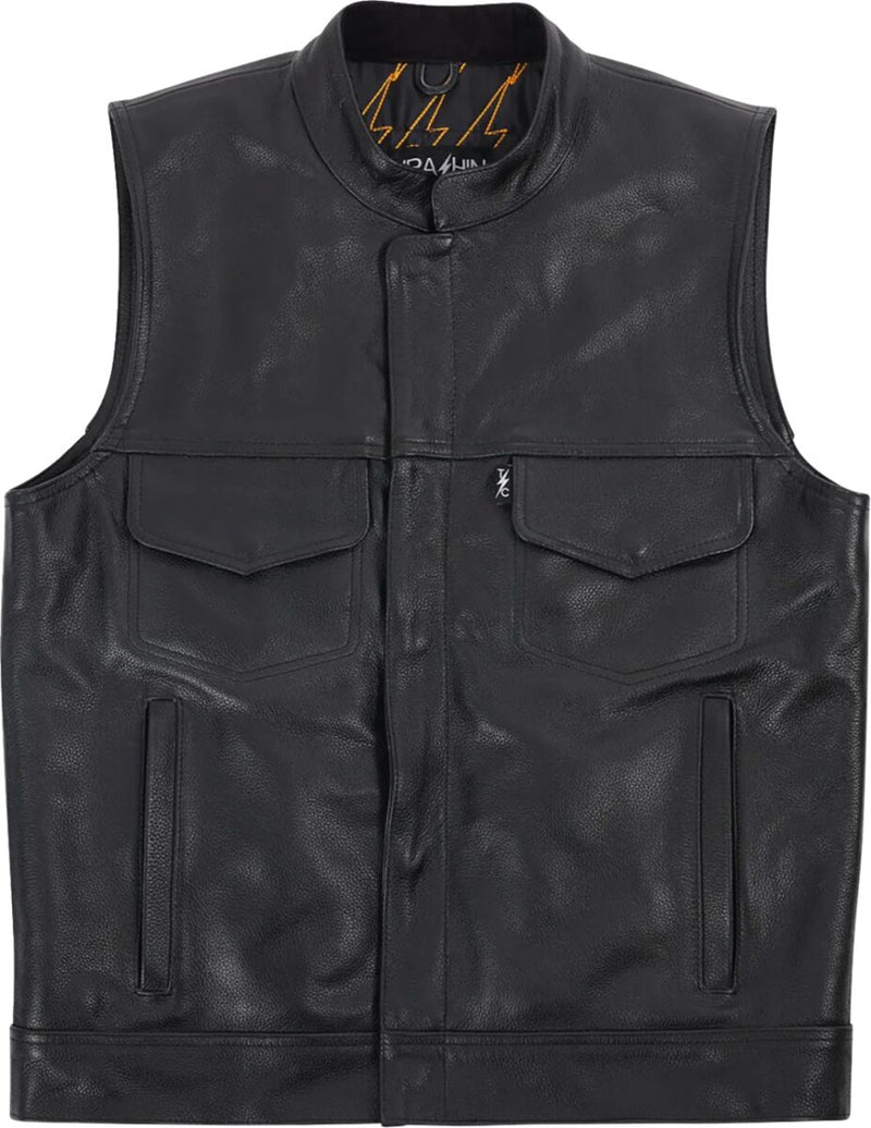 Thrashin Supply Co. Mulholland Leather Riding Vest Black #TMJ-14-10