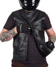 Thrashin Supply Co. Mulholland Leather Riding Vest Black Each