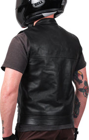 Thrashin Supply Co. Mulholland Leather Riding Vest Black #TMJ-14-10