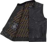 Thrashin Supply Co. Mulholland Leather Riding Vest Black #TMJ-14-10