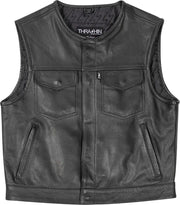 Thrashin Supply Co. Encinal Leather Shorty Riding Vest Black #TMJ-17-10