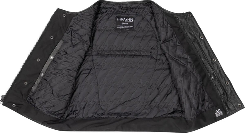 Thrashin Supply Co. Encinal Leather Shorty Riding Vest Black #TMJ-17-10
