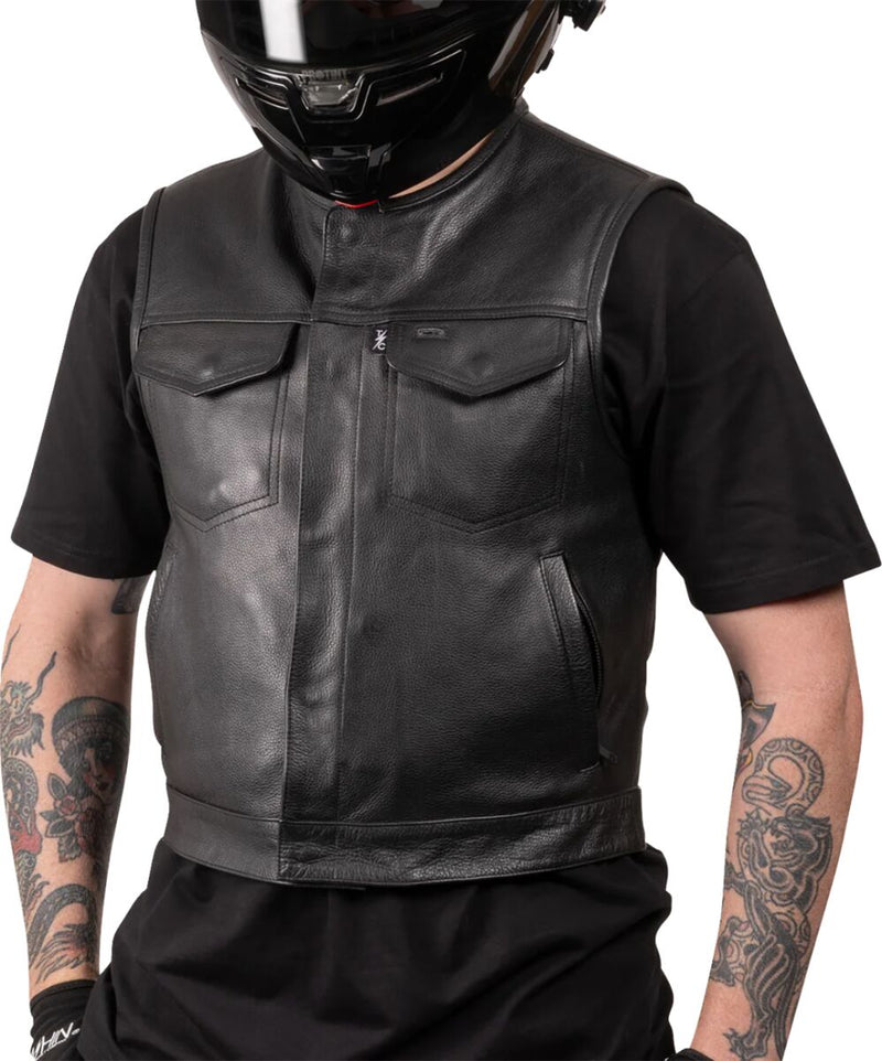 Thrashin Supply Co. Encinal Leather Shorty Riding Vest Black Each