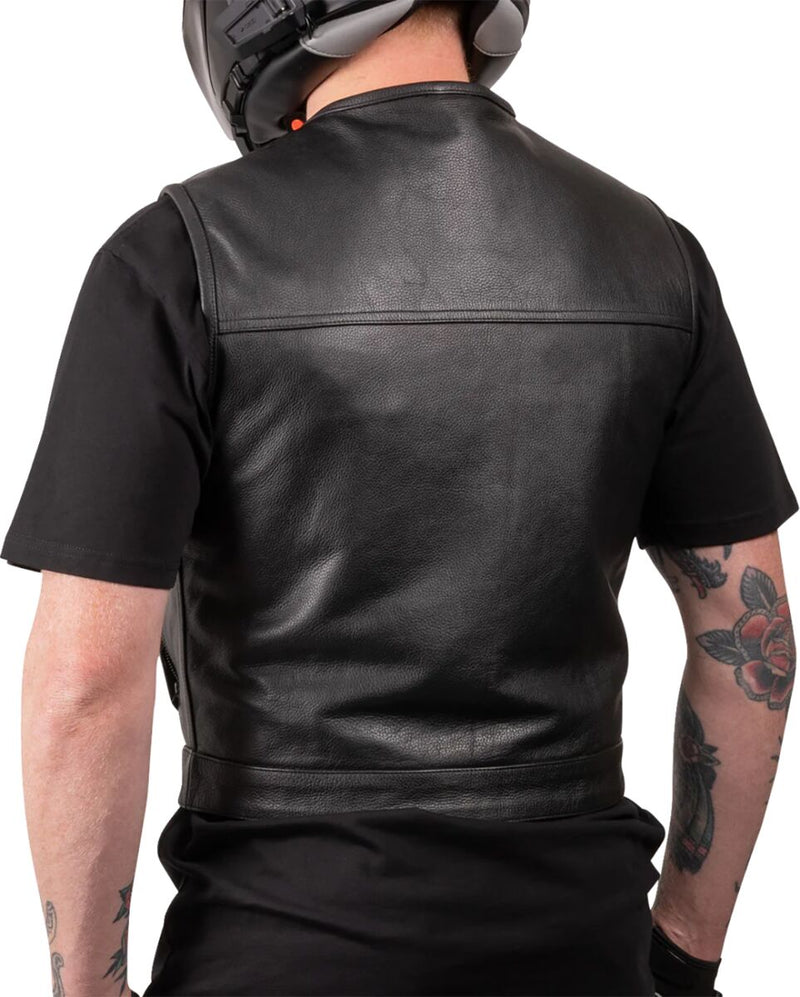Thrashin Supply Co. Encinal Leather Shorty Riding Vest Black #TMJ-17-10