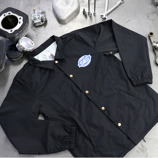 S&S Cycle S&S® Button Down Windbreaker Jacket Black Long-Sleeve Casual Textile
