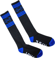 S&S Cycle Race Socks Black Blue One Size Long Cotton Pair