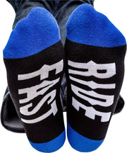 S&S Cycle Race Socks Black Blue One Size Long Cotton Pair