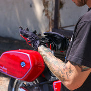 Thrashin Supply Co. Stealth Leather Palm Flame Gloves Red Short Cuff Genuine Leather Textile Pair #SV1-21-08