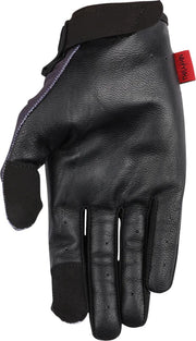 Thrashin Supply Co. Stealth Leather Palm Flame Gloves Grey Short Cuff Genuine Leather Textile Pair