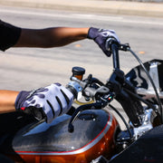 Thrashin Supply Co. Stealth Leather Palm Flame Gloves Grey Short Cuff Genuine Leather Textile Pair #SV1-22-09