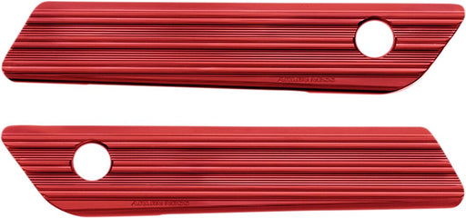 Arlen Ness Red Anodised 10 Gauge Saddlebag Hinge Latch Cover for 2014-2025 Harley-Davidson Touring Motorcycles #03-616