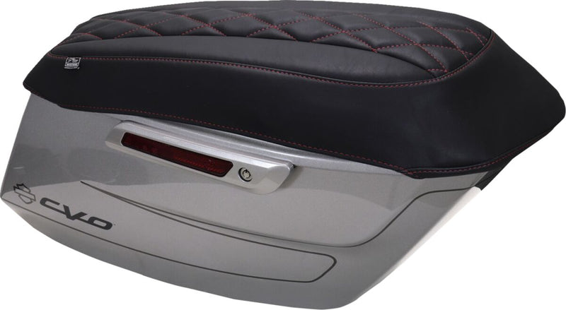 Mustang Deluxe Diamond Saddlebag Lid Covers for 2023-2026 Harley-Davidson Black Red