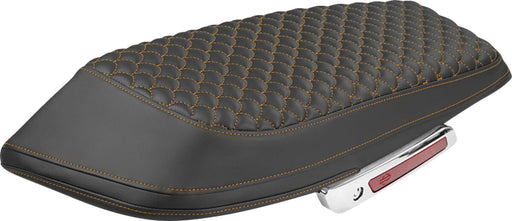 Saddlemen Dragon Scale Saddlebag Lid Covers for 2023-2026 Harley-Davidson Roadsofa™ Black Orange Dragon Stitch Left Right Saddlehyde™ Vinyl Pair #L870-23-20903