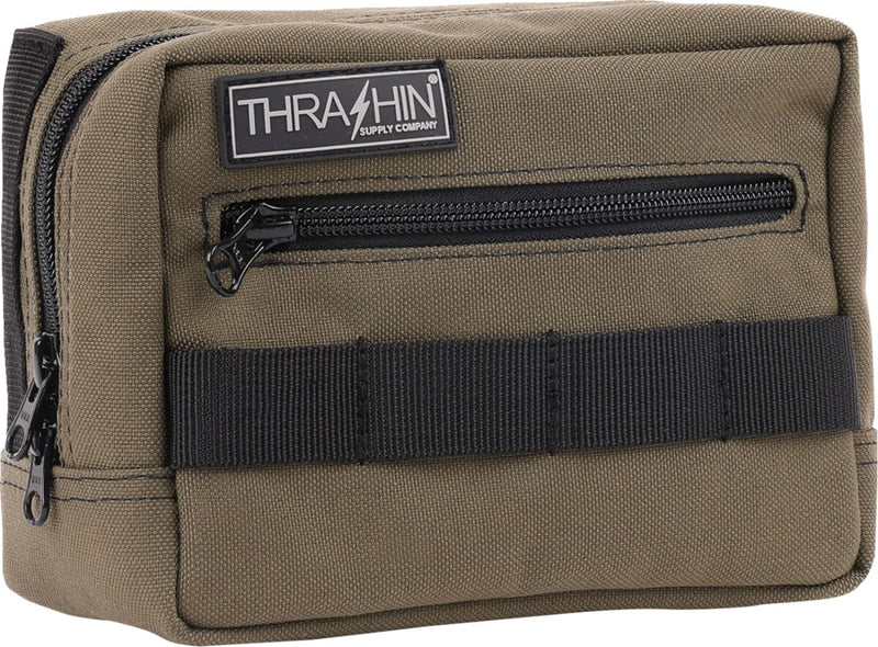Thrashin Supply Co. Handlebar Bag Green Orange 1050D Nylon #THB-0007