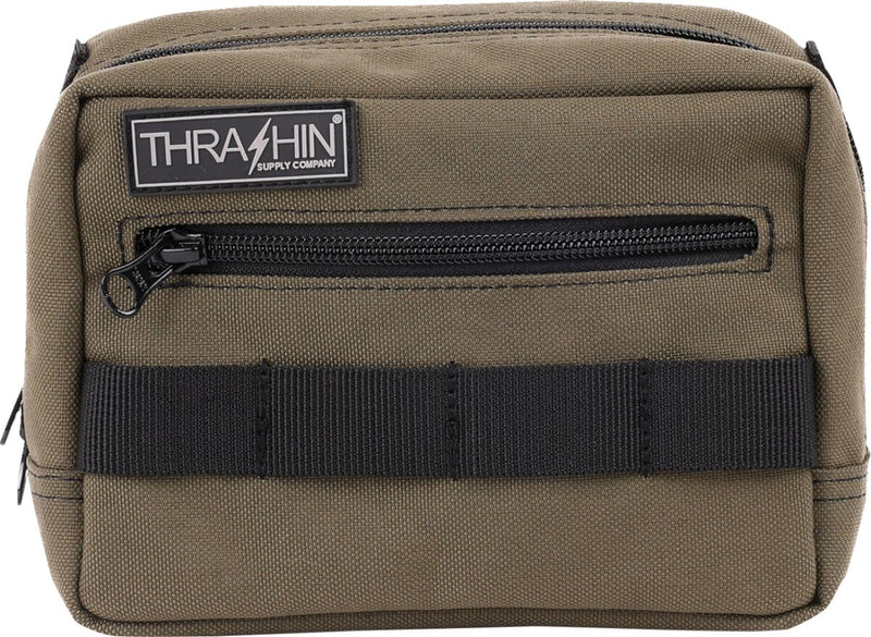 Thrashin Supply Co. Handlebar Bag Green Orange 1050D Nylon #THB-0007