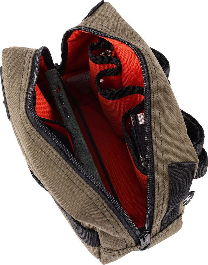 Thrashin Supply Co. Handlebar Bag Green Orange 1050D Nylon #THB-0007