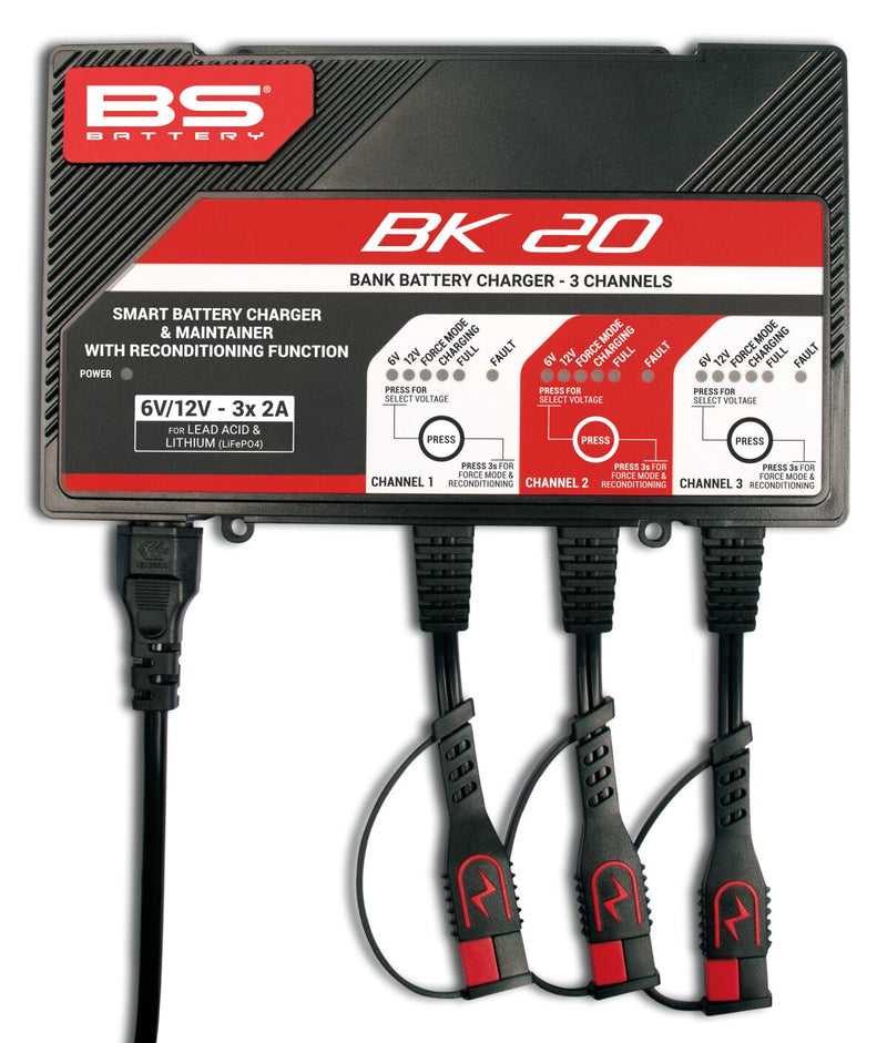 BS Battery SMART Bank Battery Charger and Maintainer with Reconditioning Function Black Red Battery Monitor
