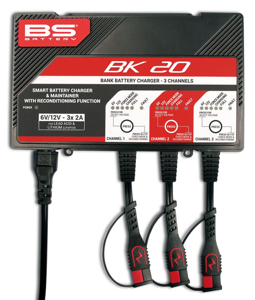 BS Battery SMART Bank Battery Charger and Maintainer with Reconditioning Function Black Red Battery Monitor