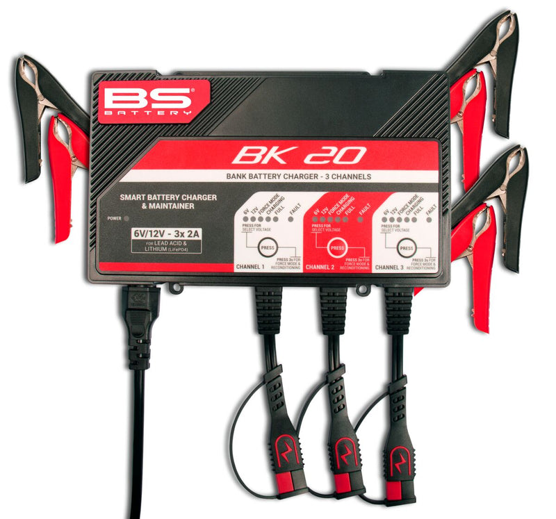 BS Battery SMART Bank Battery Charger and Maintainer with Reconditioning Function Black Red Battery Monitor Each