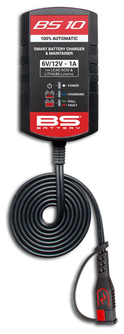 BS Battery BS10 BATTERY CHARGER BS10 6V/12V-1A - UK Plug Black Red Combination Maintenance Each