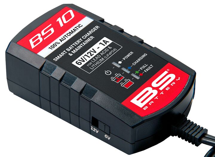 BS Battery BS10 BATTERY CHARGER BS10 6V/12V-1A - UK Plug Black Red Combination Maintenance Each