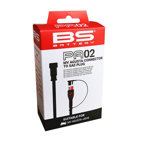BS Battery PA02 - MV Agusta to SAE plug for 2017-2025 MV AGUSTA Battery Charger Black Connector Each