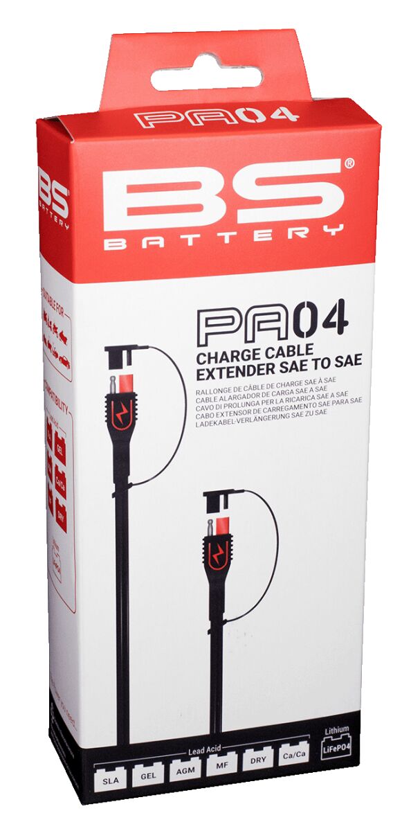 BS Battery PA04 - Cable Extender SAE to SAE Charging Cable Black Red Extension Each