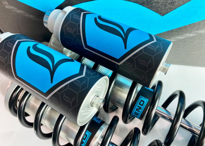 Legend Suspension REVO ARC Reservoir Decal Black Teal Blue Pair #43202400