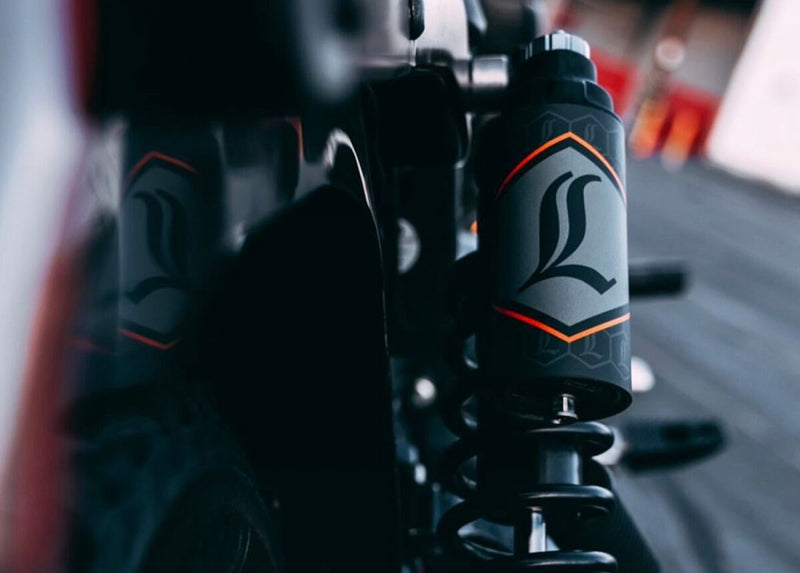Legend Suspension REVO ARC Reservoir Decal Black Orange Pair #43202401