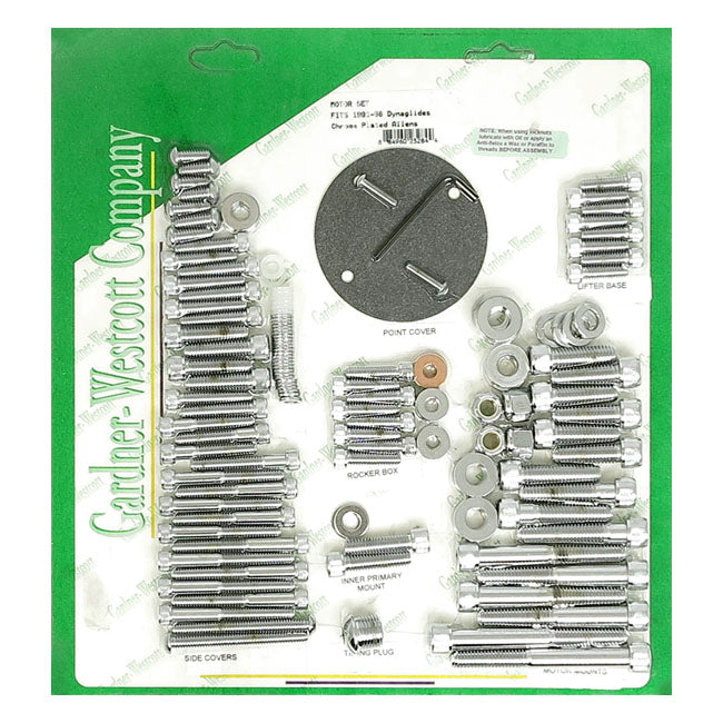 Gardner-Westcott Motor Screw Set, Chrome Allen – 1991–1998 Dyna