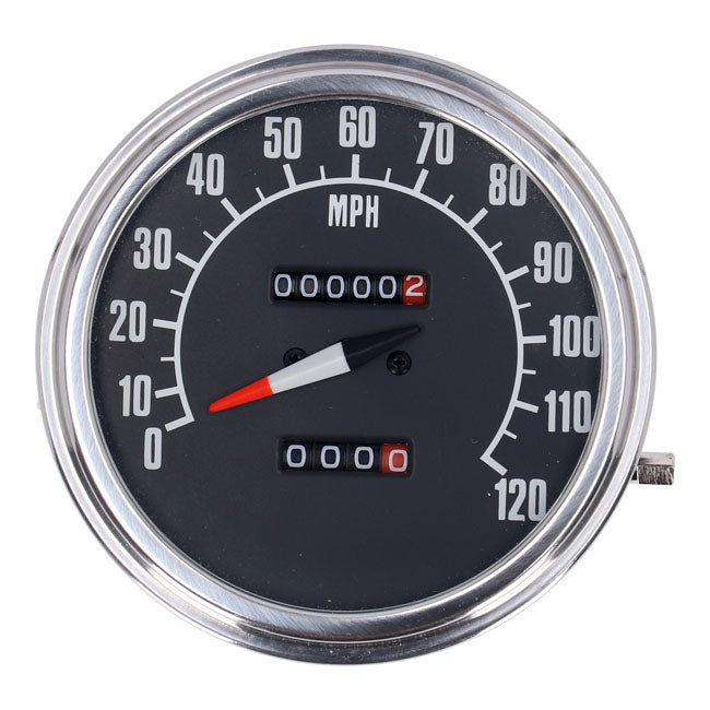 MCS FL Speedometer, ''74-84 Face'', Black. 1:1 Mph