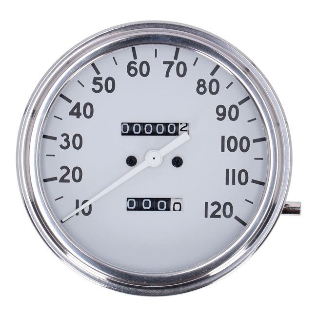 MCS FL Speedometer, ''36-40 Face'', White. 1:1 Mph