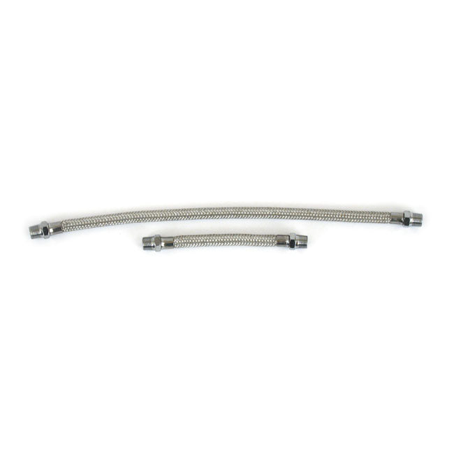 MCS Shovel Rocker Box Oil Line Kit. Braided Stainless – 1966–1984 Shovelhead
