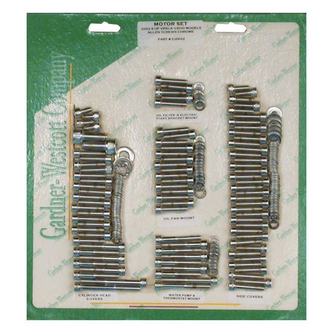 Gardner-Westcott Motor Screw Set, Chrome Allen – 2002–2017 V-Rod