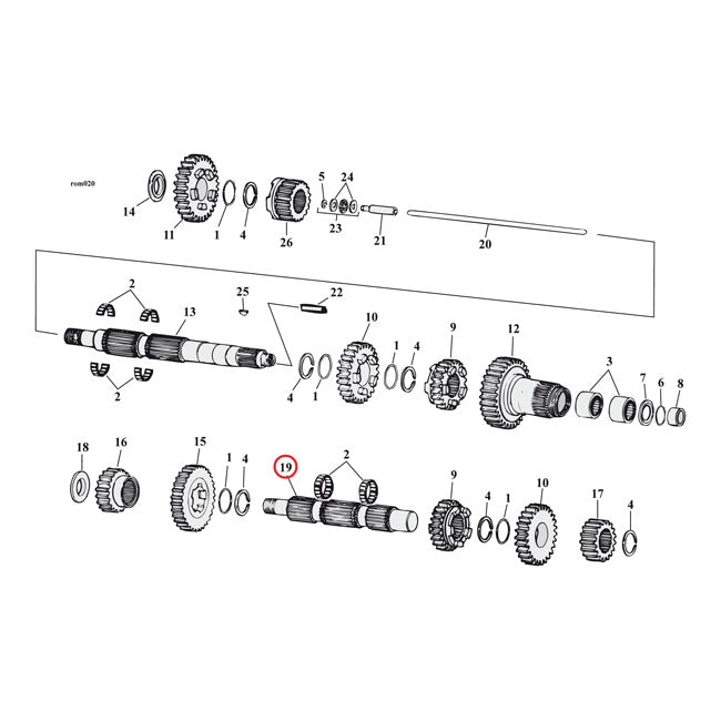 Andrews 5-Speed Transmission Countershaft – 1980–2006 5-Speed Big Twin