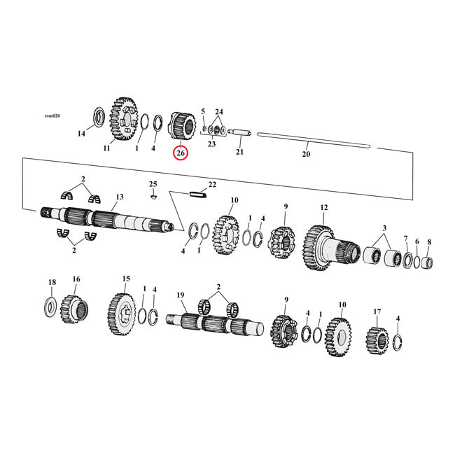 Andrews 1St Gear Mainshaft – 1980–2006 5-Speed Big Twin