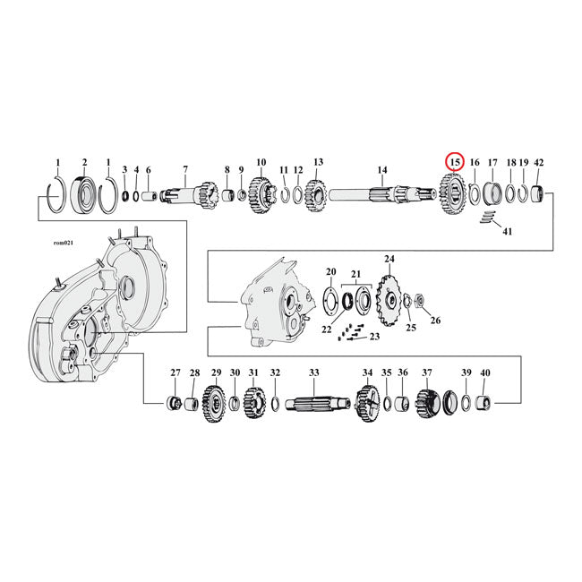 Andrews 1St Gear Transmission Mainshaft. 27T – 1952–1956 K; KH; 1957–1990 4-Speed XL…