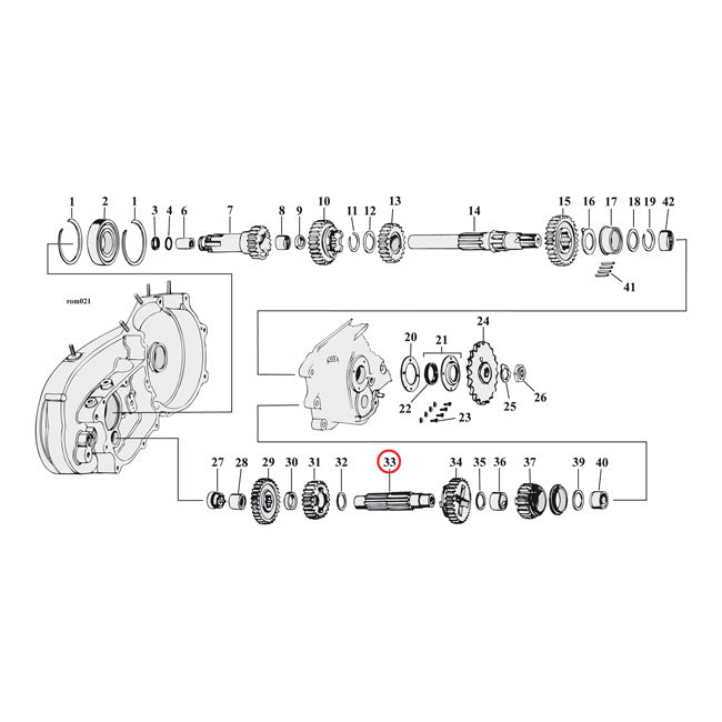 Andrews Transmission Countershaft – 58-E84 XL Sportster