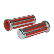 MCS Handlebar Grip Set, ''Rail'' with Red Rubber Inlay – 1974–2025 H-D with 1" Diameter Grip Area