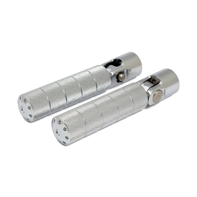 MCS Bomber, Foot Peg Set. Knurled. Chrome – Universal Mount with 3/8-16 Bolt