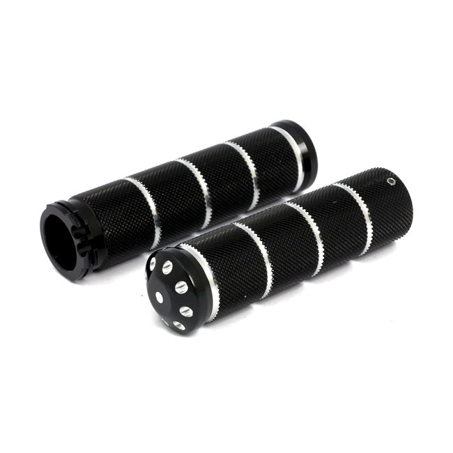 MCS Throttle Grip Set Bomber. Knurled. Black Cm – 1974–2022 H-D with Single or Dual…