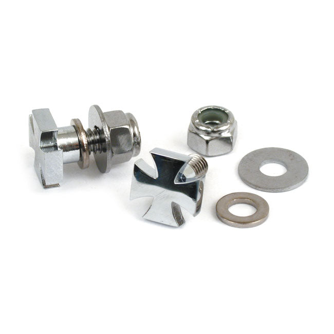 MCS Maltese Cross, License Plate Mount Kit. Chrome