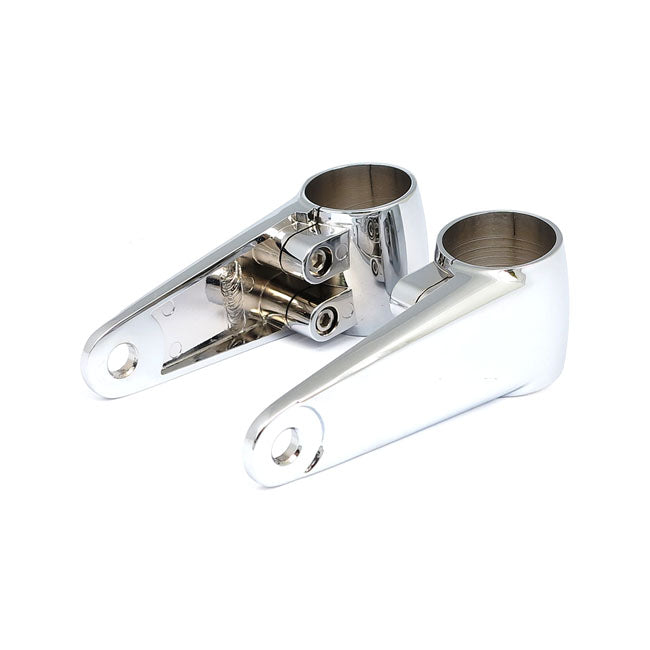 MCS Clampah, Side-mount Headlamp Bracket Assembly. Chrome – 35mm; 39mm and 41mm Fork Tubes