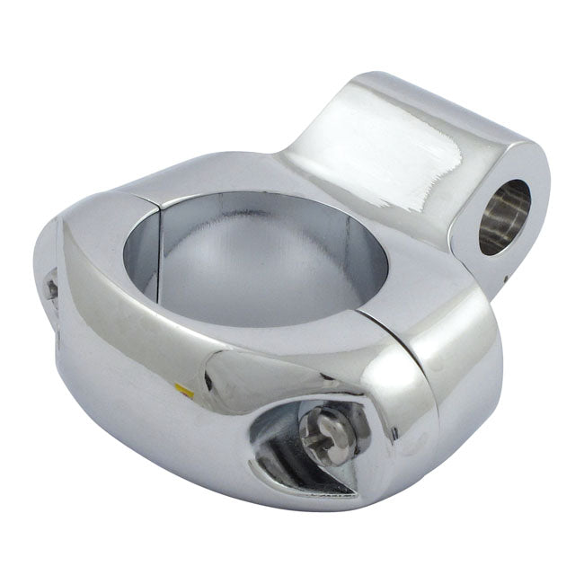 MCS Universal 1" Mirror Clamp, 5/16" Mount Hole. Chrome – 1" Handlebars