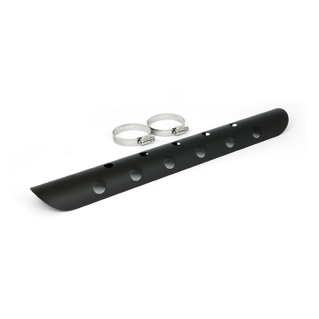 MCS Universal Bullet Hole Heat Shield 18" Long Black – 2-1/4" Exhaust Pipes