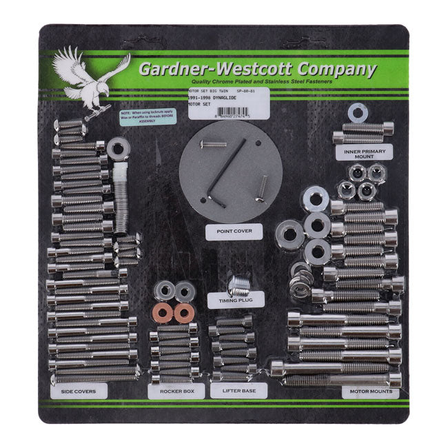 Gardner-Westcott Motor Screw Set, Polished Ss Allen – 1991–1998 Dyna