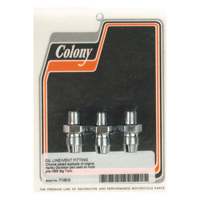 Colony Oil Line Fitting Set. Chrome – 1936-1964 OHV & Flathead Big Twin: Oil…
