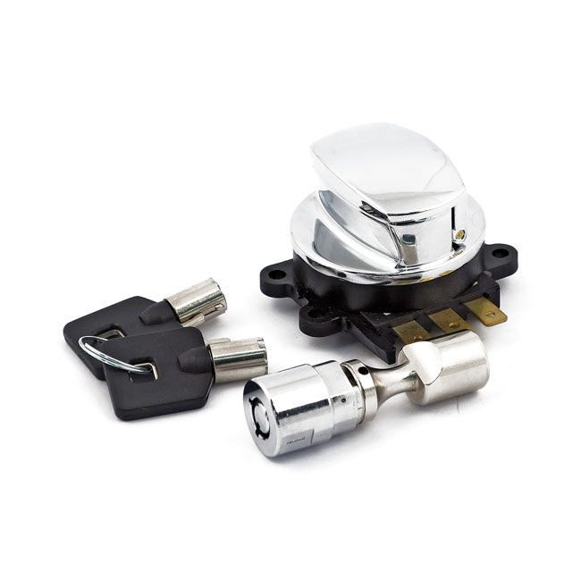 MCS 96-Up Ignition Switch, Side Hinge Type. Chrome – 1996–2010 Softail; 1993–2005 FXDWG