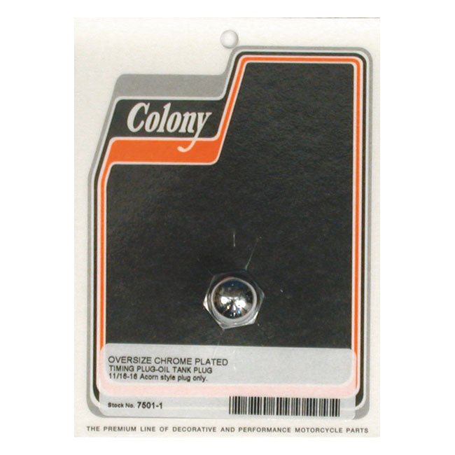 Colony Oversize Timing/Drain Plug. Acorn – 1938–1999 Big Twin;1952–2003 K; XL…